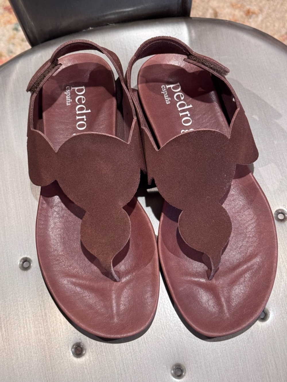 Pedro Garcia Brown Suede Toe-Post Sandals